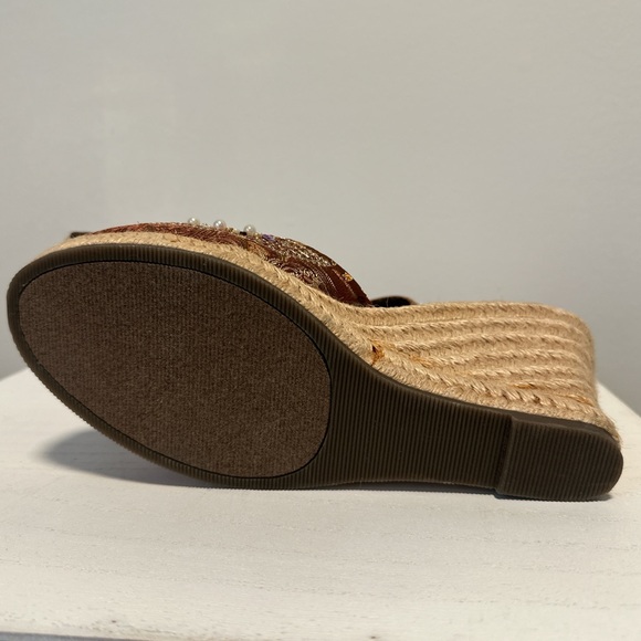 NEW Xhileration Beaded Wedges Brown, Pearls Size 8 - Picture 5 of 5